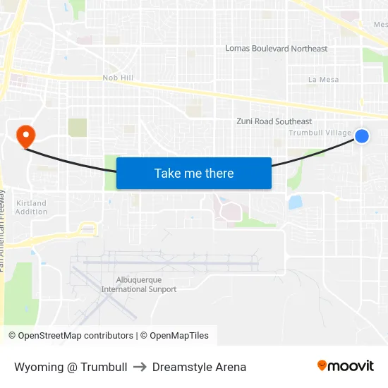Wyoming @ Trumbull to Dreamstyle Arena map