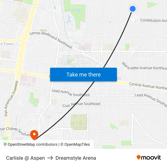 Carlisle @ Aspen to Dreamstyle Arena map