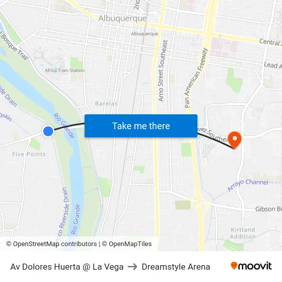 Av Dolores Huerta @ La Vega to Dreamstyle Arena map