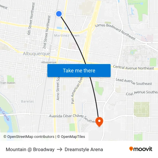 Mountain @ Broadway to Dreamstyle Arena map