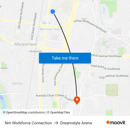 Nm Workforce Connection to Dreamstyle Arena map
