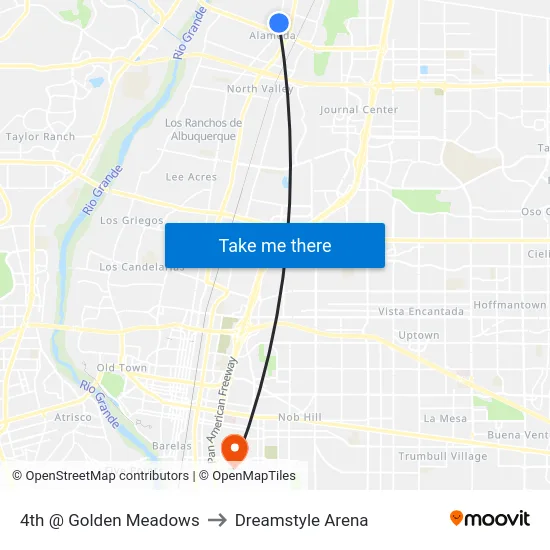 4th @ Golden Meadows to Dreamstyle Arena map