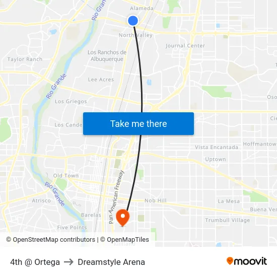 4th @ Ortega to Dreamstyle Arena map