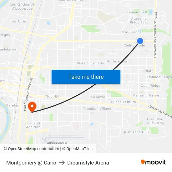 Montgomery @ Cairo to Dreamstyle Arena map