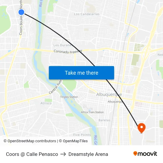 Coors @ Tucson to Dreamstyle Arena map