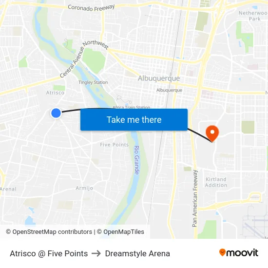 Atrisco @ Five Points to Dreamstyle Arena map
