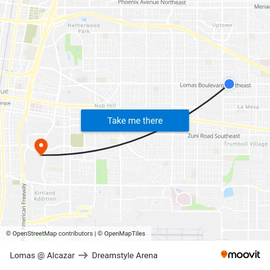 Lomas @ Alcazar to Dreamstyle Arena map