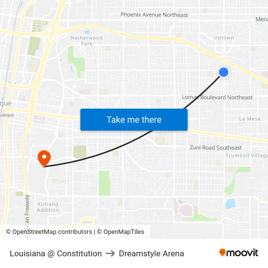 Louisiana @ Constitution to Dreamstyle Arena map