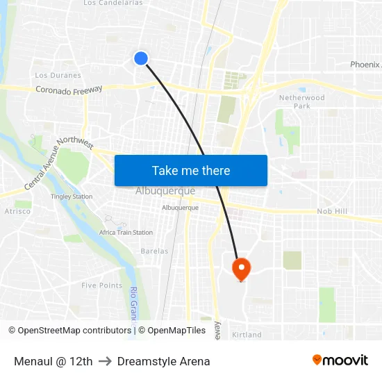 Menaul @ 12th to Dreamstyle Arena map