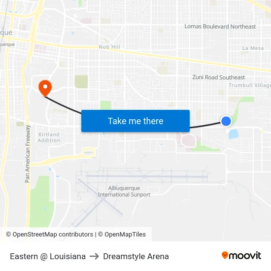 Eastern @ Louisiana to Dreamstyle Arena map