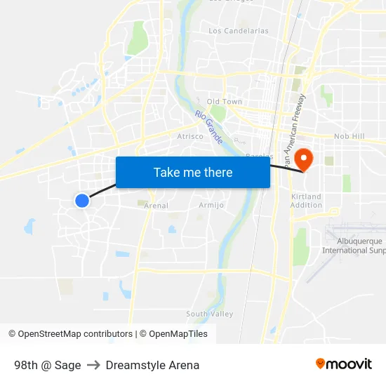 98th @ Sage to Dreamstyle Arena map