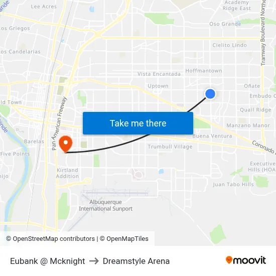 Eubank @ Mcknight to Dreamstyle Arena map