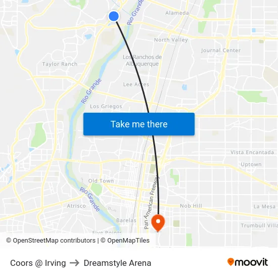 Coors @ Irving to Dreamstyle Arena map