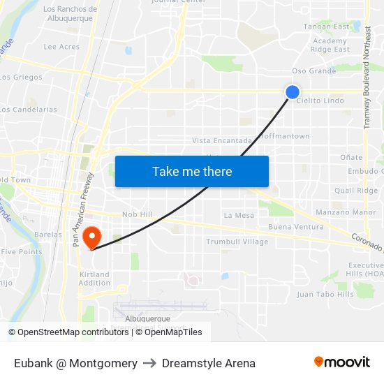 Eubank @ Montgomery to Dreamstyle Arena map