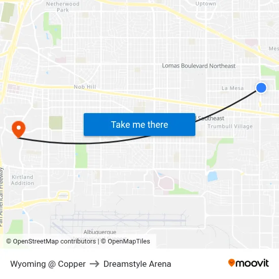 Wyoming @ Copper to Dreamstyle Arena map