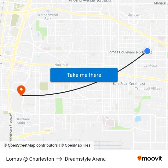 Lomas @ Charleston to Dreamstyle Arena map