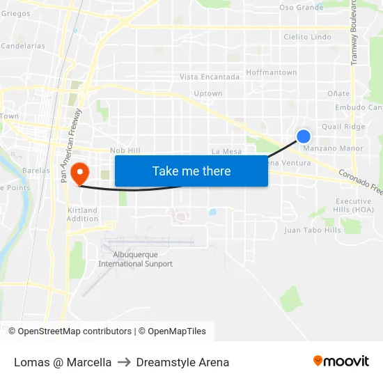 Lomas @ Marcella to Dreamstyle Arena map