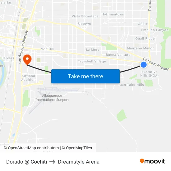 Dorado @ Cochiti to Dreamstyle Arena map
