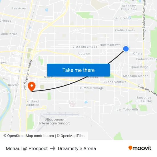 Menaul @ Prospect to Dreamstyle Arena map