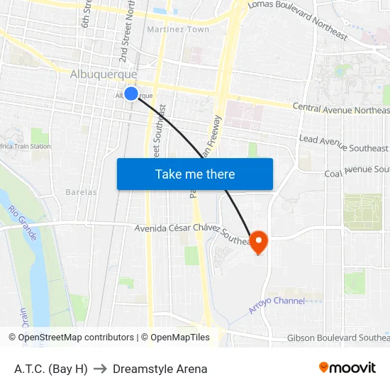 A.T.C.  (Bay H) to Dreamstyle Arena map