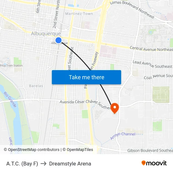 A.T.C.  (Bay F) to Dreamstyle Arena map