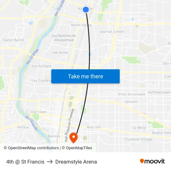 4th @ St Francis to Dreamstyle Arena map