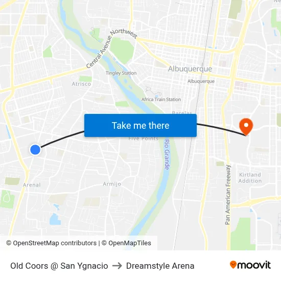 Old Coors @ San Ygnacio to Dreamstyle Arena map