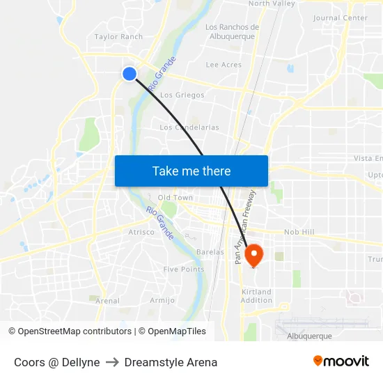 Coors @ Dellyne to Dreamstyle Arena map