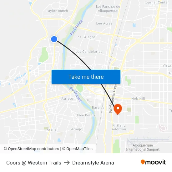 Coors @ Western Trails to Dreamstyle Arena map
