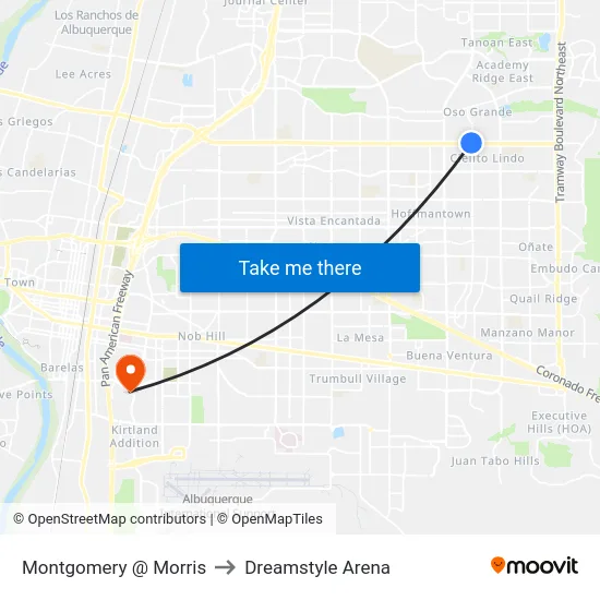 Montgomery @ Morris to Dreamstyle Arena map