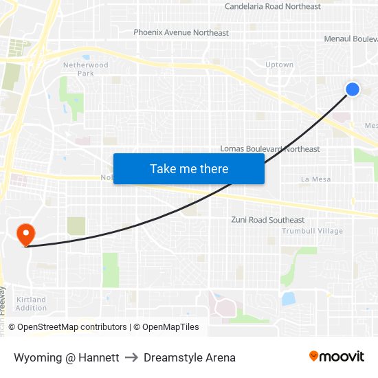 Wyoming @ Hannett to Dreamstyle Arena map