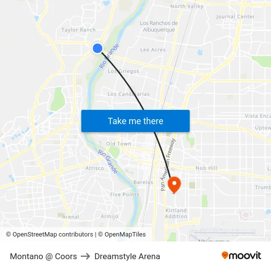 Montano @ Coors to Dreamstyle Arena map