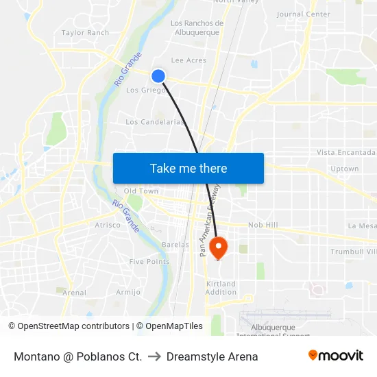 Montano @ Poblanos Ct. to Dreamstyle Arena map