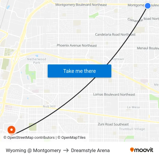 Wyoming @ Montgomery to Dreamstyle Arena map