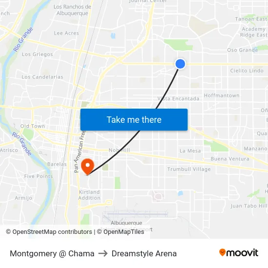 Montgomery @ Chama to Dreamstyle Arena map