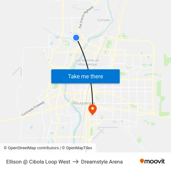 Ellison @ Cibola Loop West to Dreamstyle Arena map