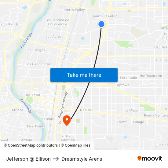 Jefferson @ Ellison to Dreamstyle Arena map