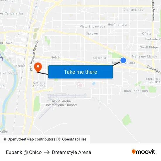 Eubank @ Chico to Dreamstyle Arena map