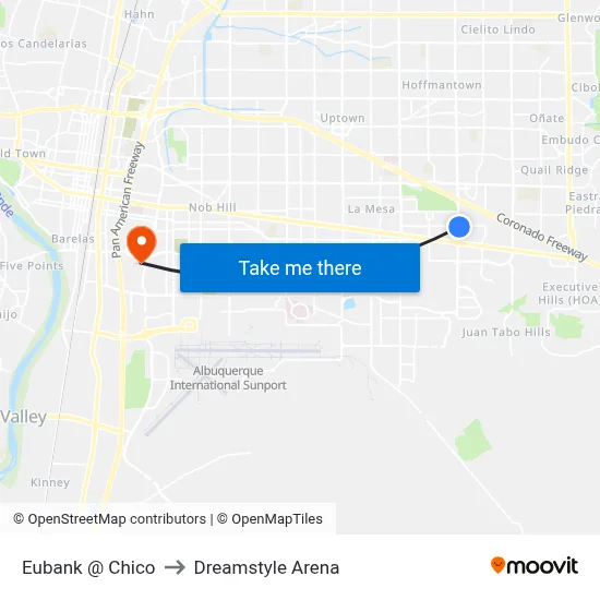 Eubank @ Chico to Dreamstyle Arena map