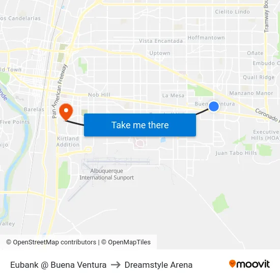 Eubank @ Buena Ventura to Dreamstyle Arena map