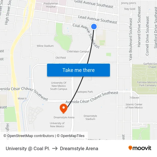 University @ Coal Pl. to Dreamstyle Arena map