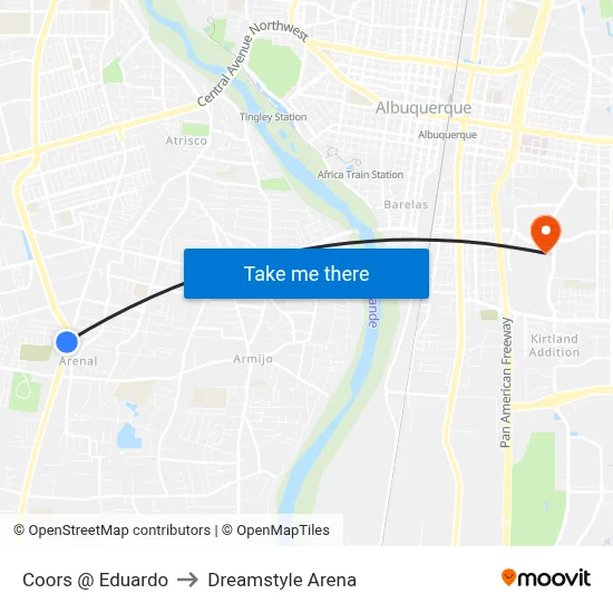 Coors @ Eduardo to Dreamstyle Arena map