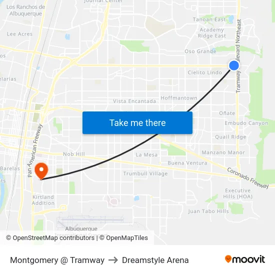 Montgomery @ Tramway to Dreamstyle Arena map