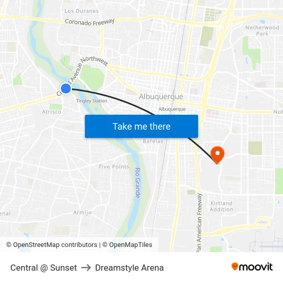 Central @ Sunset to Dreamstyle Arena map