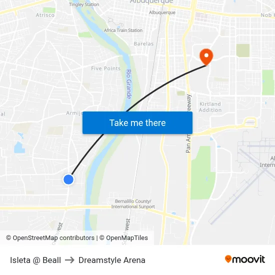 Isleta @ Beall to Dreamstyle Arena map
