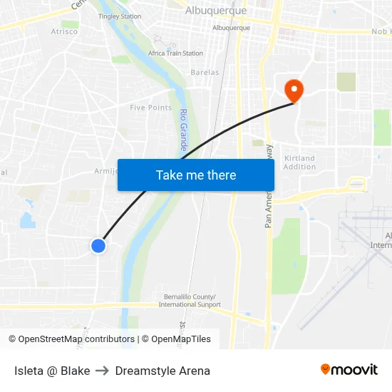 Isleta @ Blake to Dreamstyle Arena map
