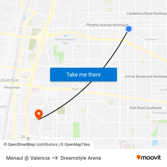 Menaul @ Valencia to Dreamstyle Arena map