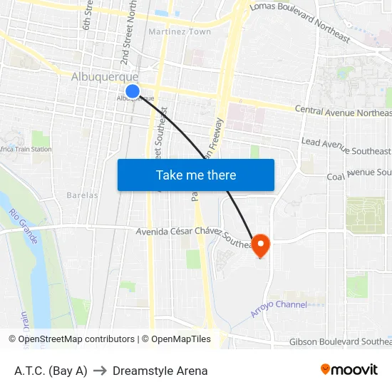 A.T.C.  (Bay A) to Dreamstyle Arena map