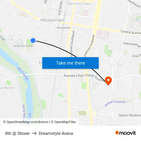 8th @ Stover to Dreamstyle Arena map