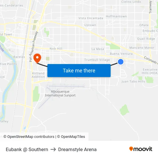 Eubank @ Southern to Dreamstyle Arena map
